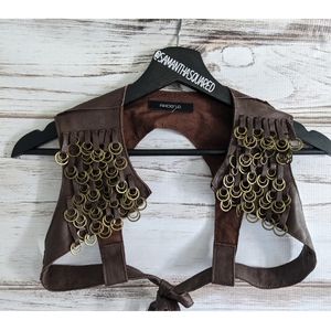 Arden B Chain Leather Bolero Vest sz xs/s